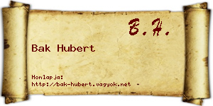 Bak Hubert névjegykártya